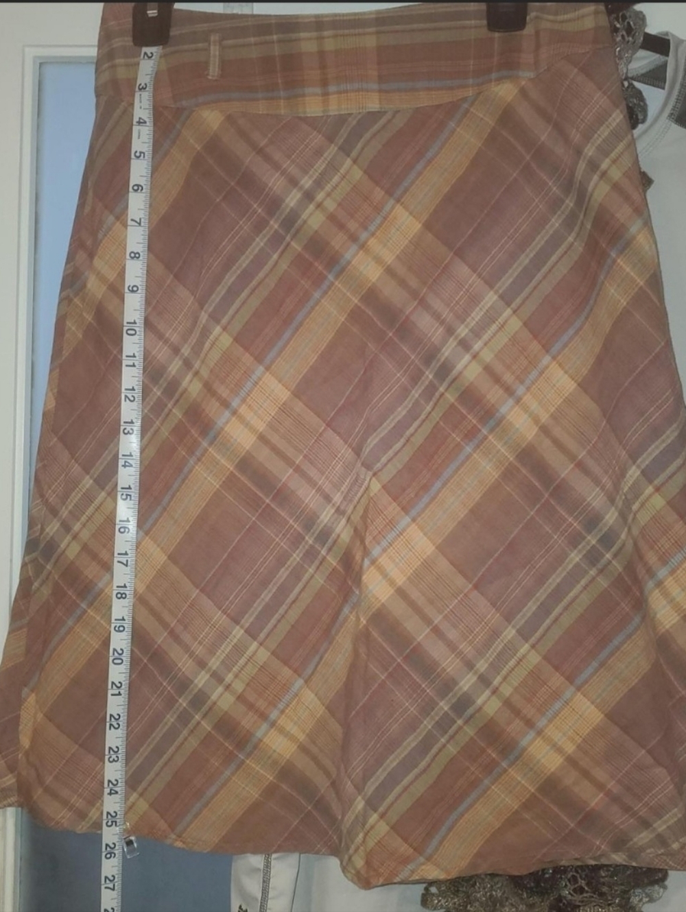 Plaid A-Line Women’s Skirt in Rust and Yellow